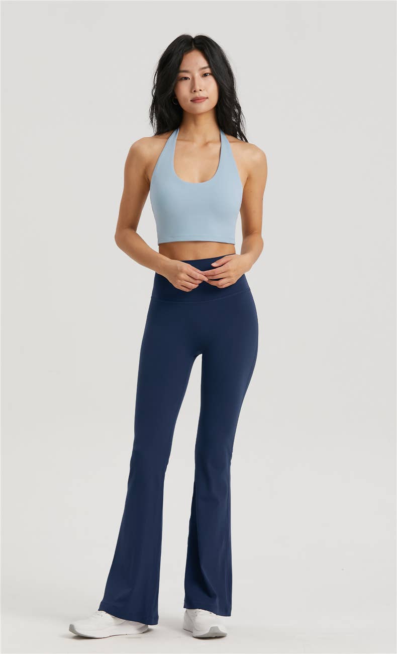 Daphne Molded Cup Halter Neck Backless Sports Bra (Ice)