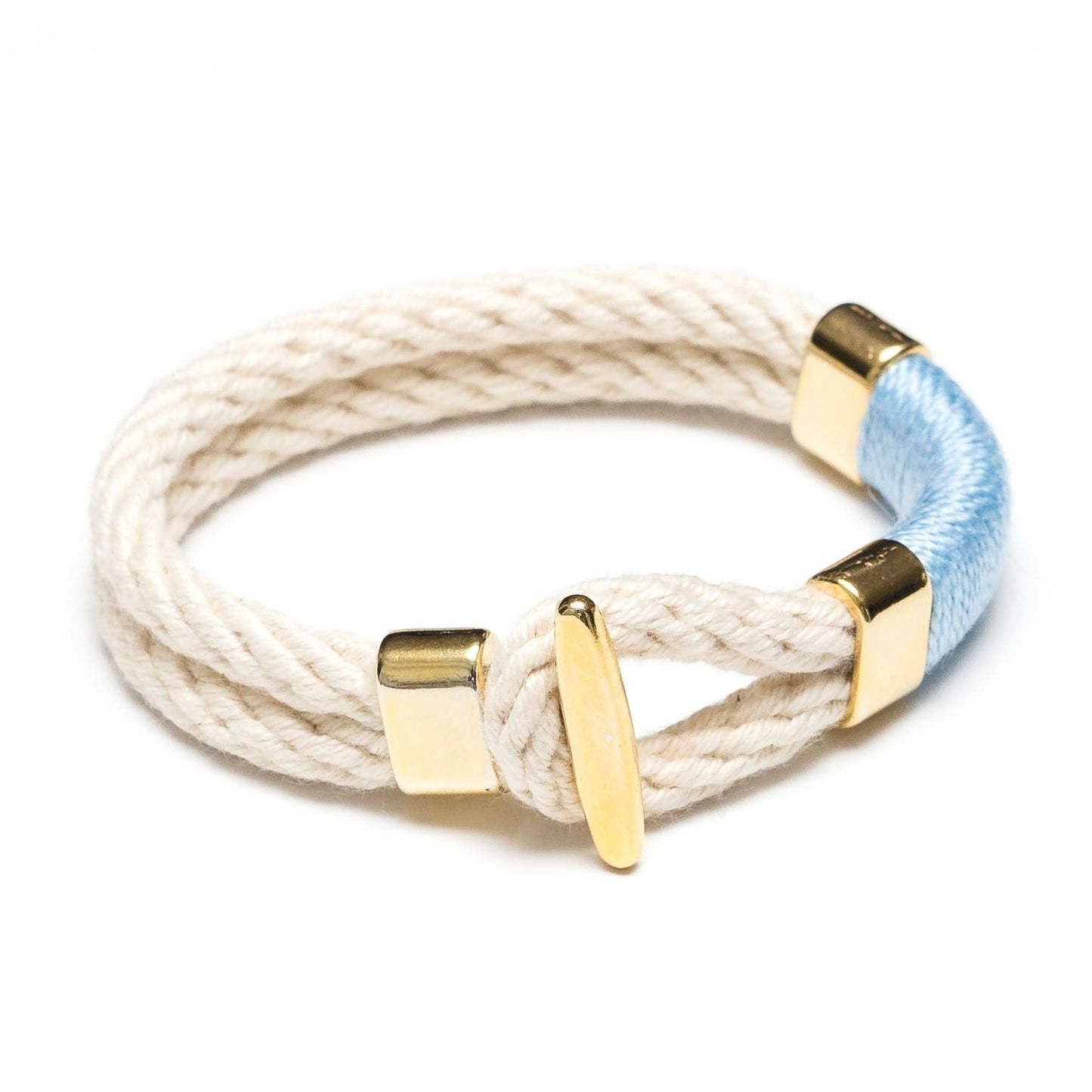 Cambridge - Ivory/Light Blue/Gold - Nautical Rope Bracelet: L