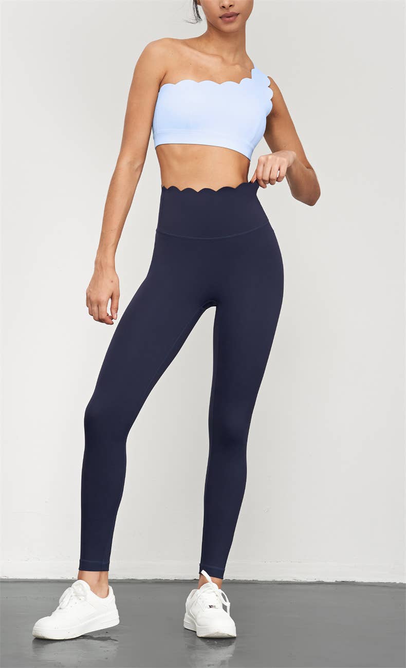 Helena Scallop High Waist Leggings (Navy)