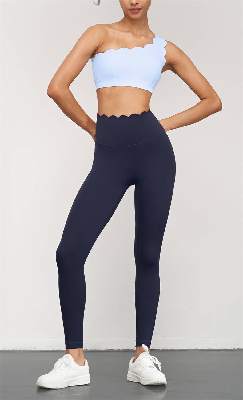 Helena Scallop High Waist Leggings (Navy)
