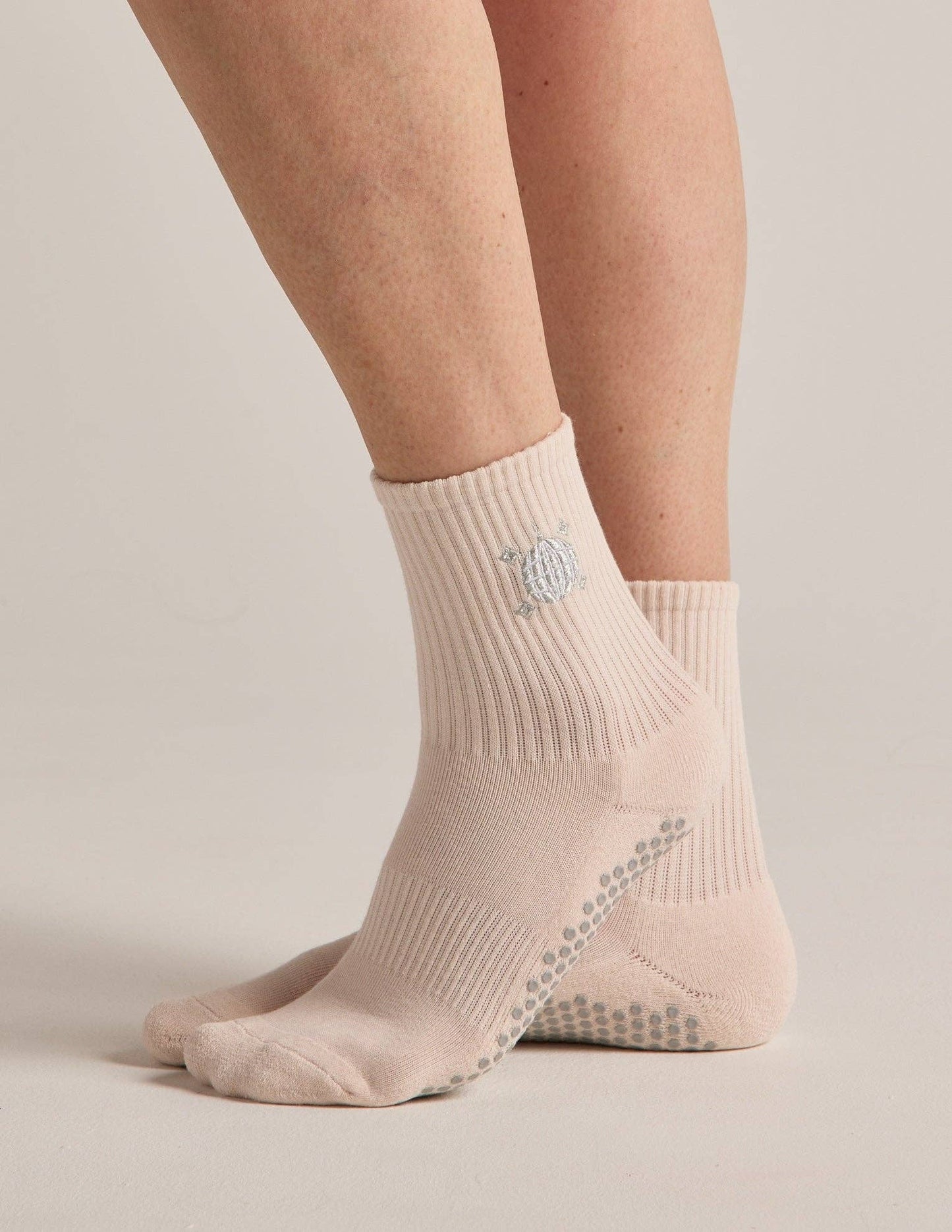 The Embroidered Crew Grip Sock: Disco