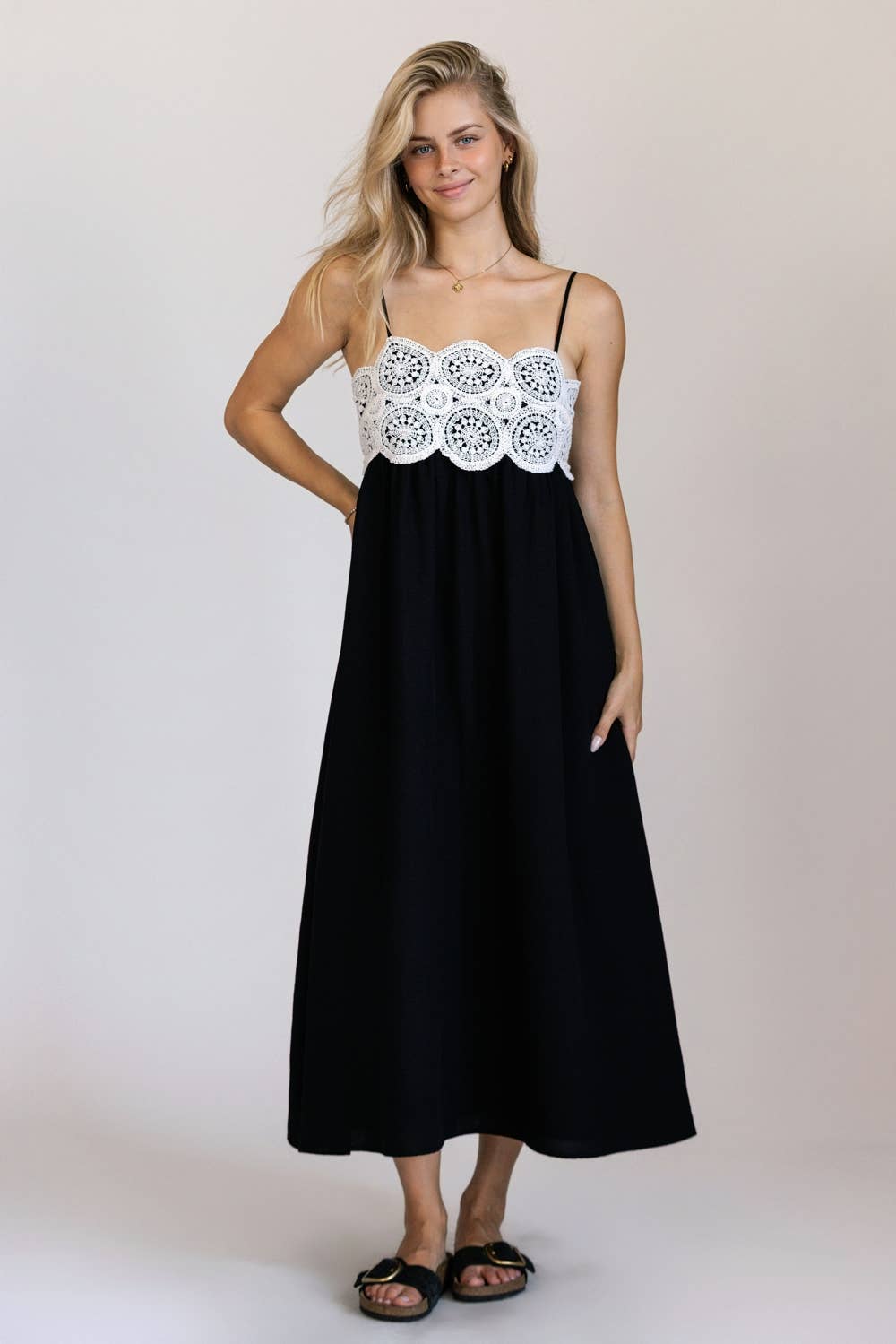 crochet midi dress black LACE DRESS: BLACK/IVORY and weâre here for Color:lavender smoke Velvet Holiday Outfits Laura Dern