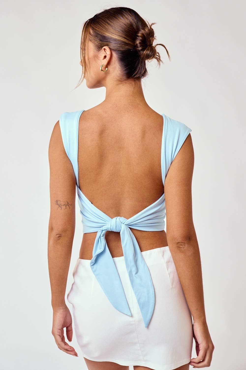 Coastal Elegant Backless Tie Top White
