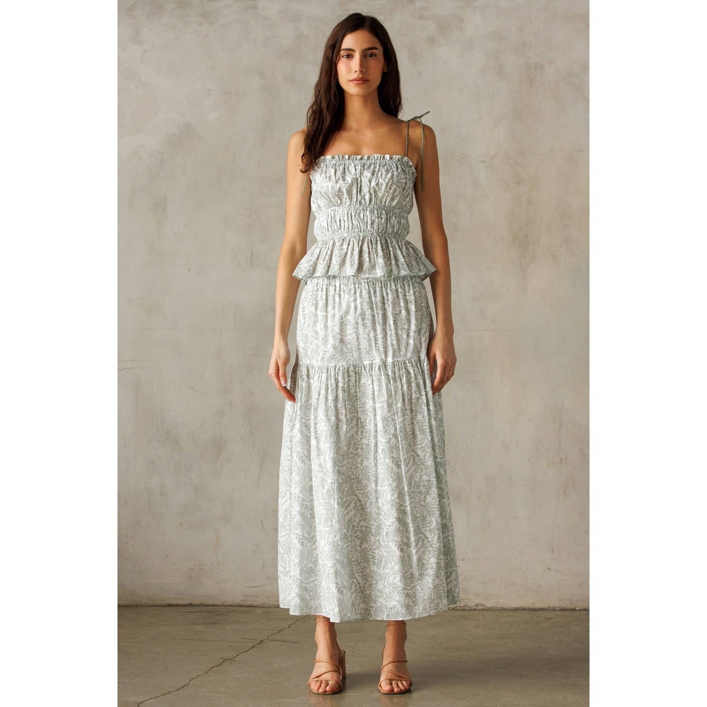 WHITE MOUNTAIN GREEN FLORAL SKIRT