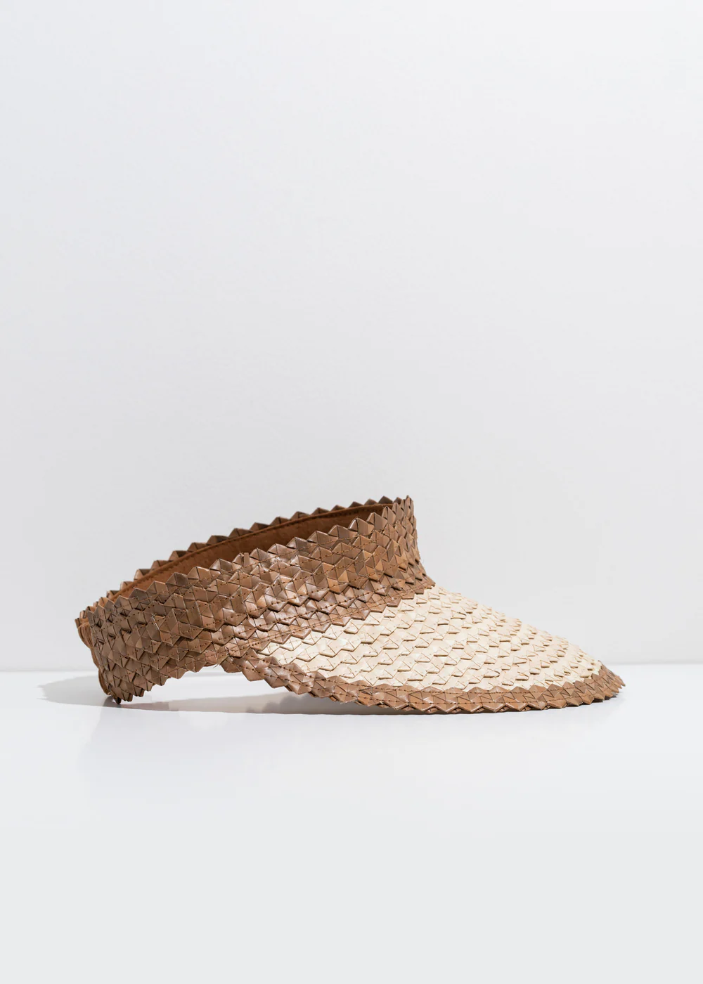 Rattan Sun Visor - Banded: Brown Band / White