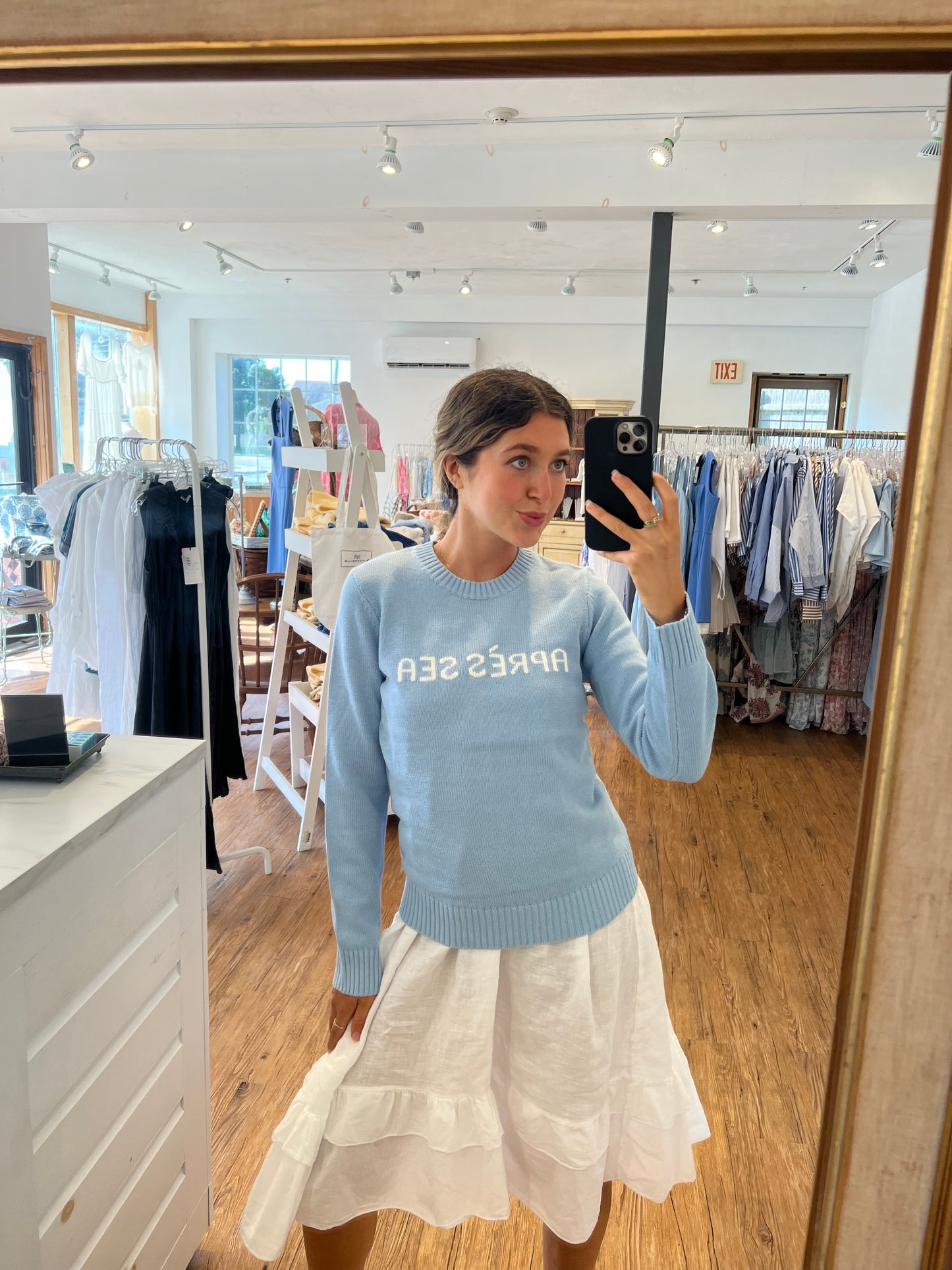 APRÈS SEA X ELLSWORTH & IVEY Knit Sweater -Hydrangea/White