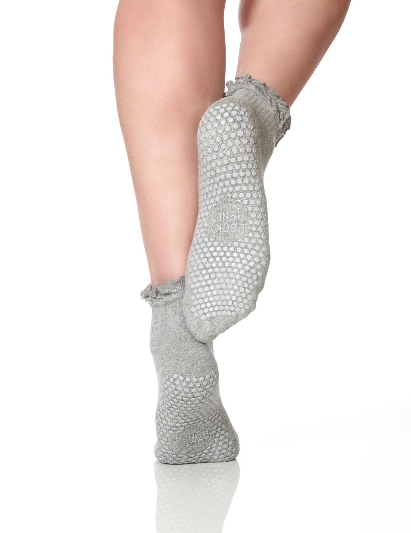 The Ruffle Grip Sock Grey, One Size