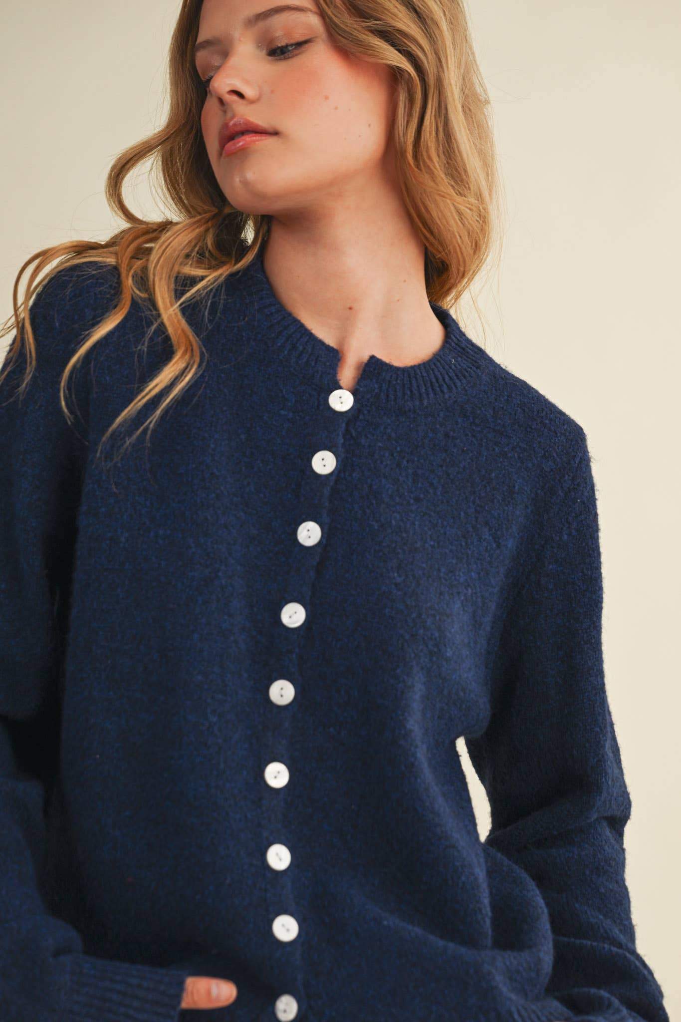 MARLED KNIT SWEATER CARDIGAN - MIDNIGHT BLUE