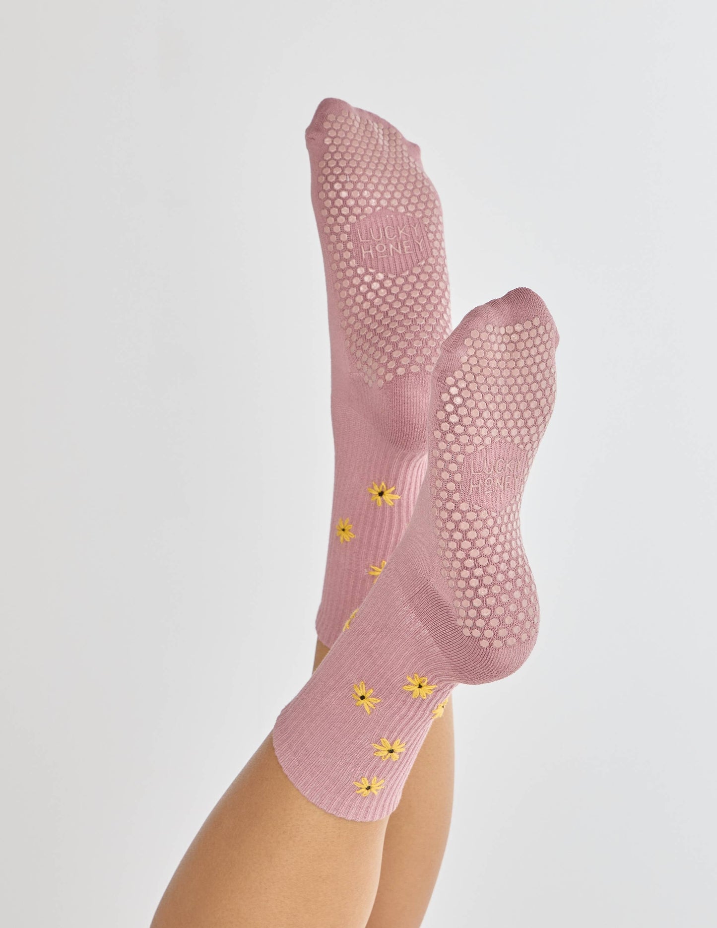 The Daisy Grip Sock: Mauve