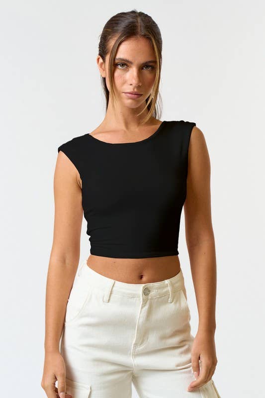 Coastal Elegant Backless Tie Top White