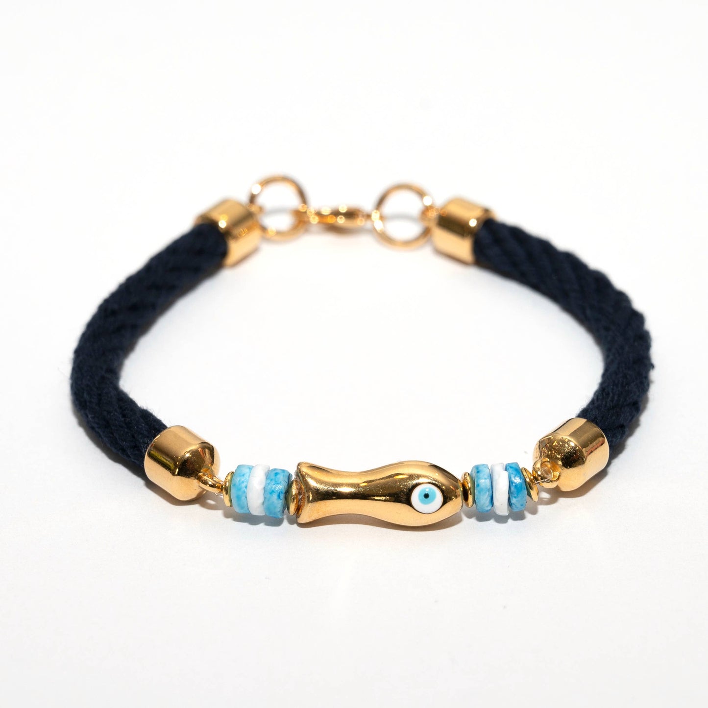 Chappie - Navy/Gold - Nautical Fish Rope Bracelet: M