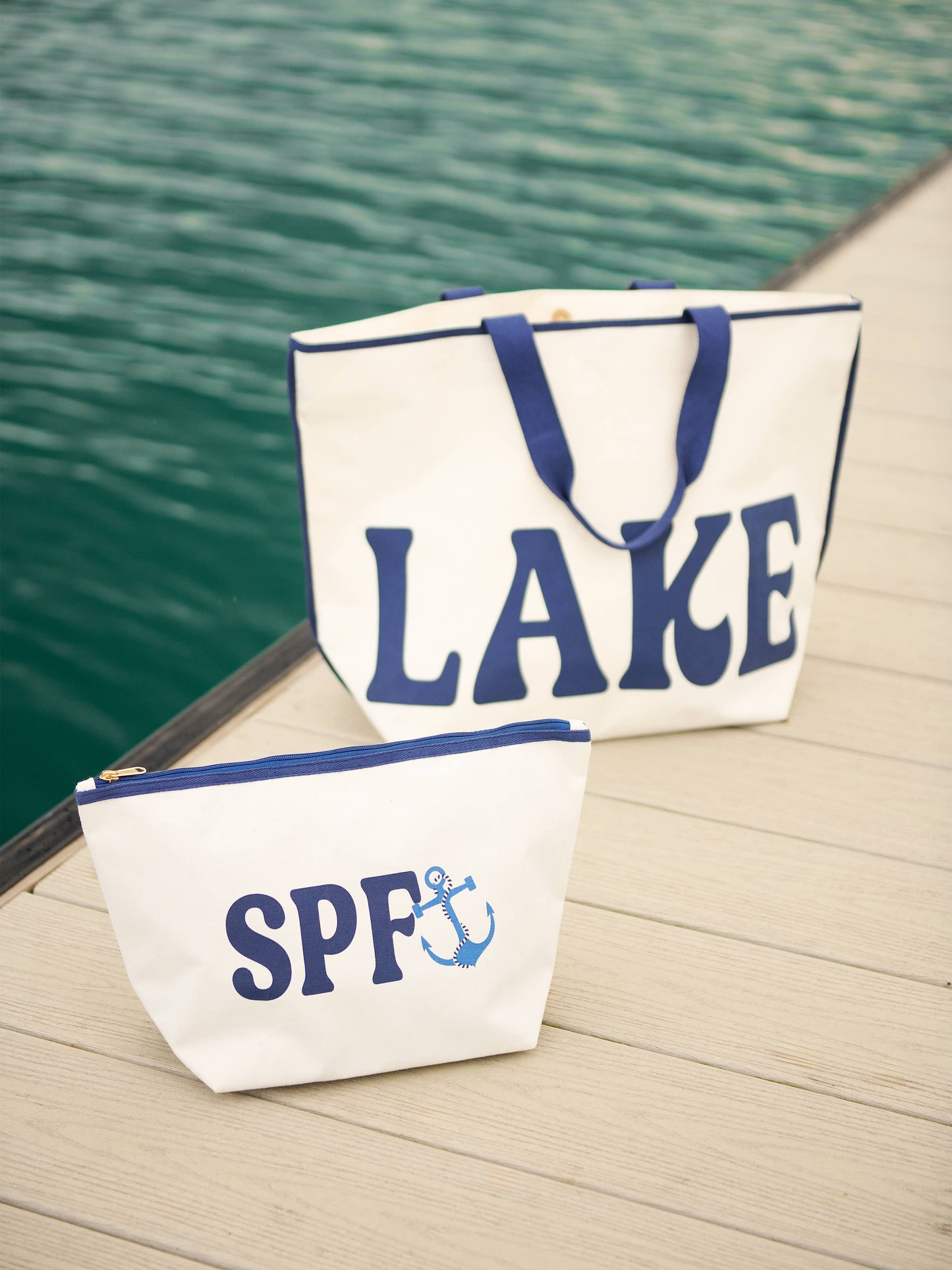 "SPF" LARGE ZIP POUCH,IVORY