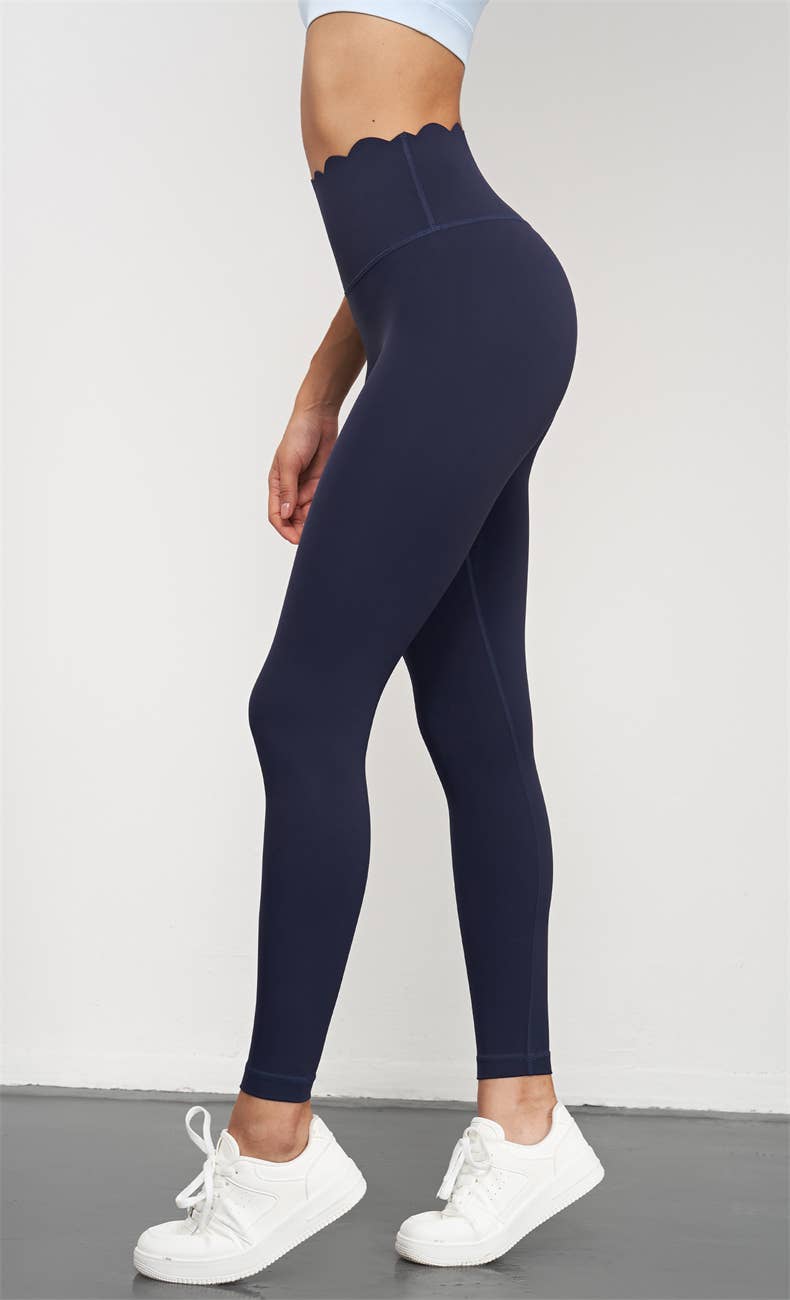 Helena Scallop High Waist Leggings (Navy)