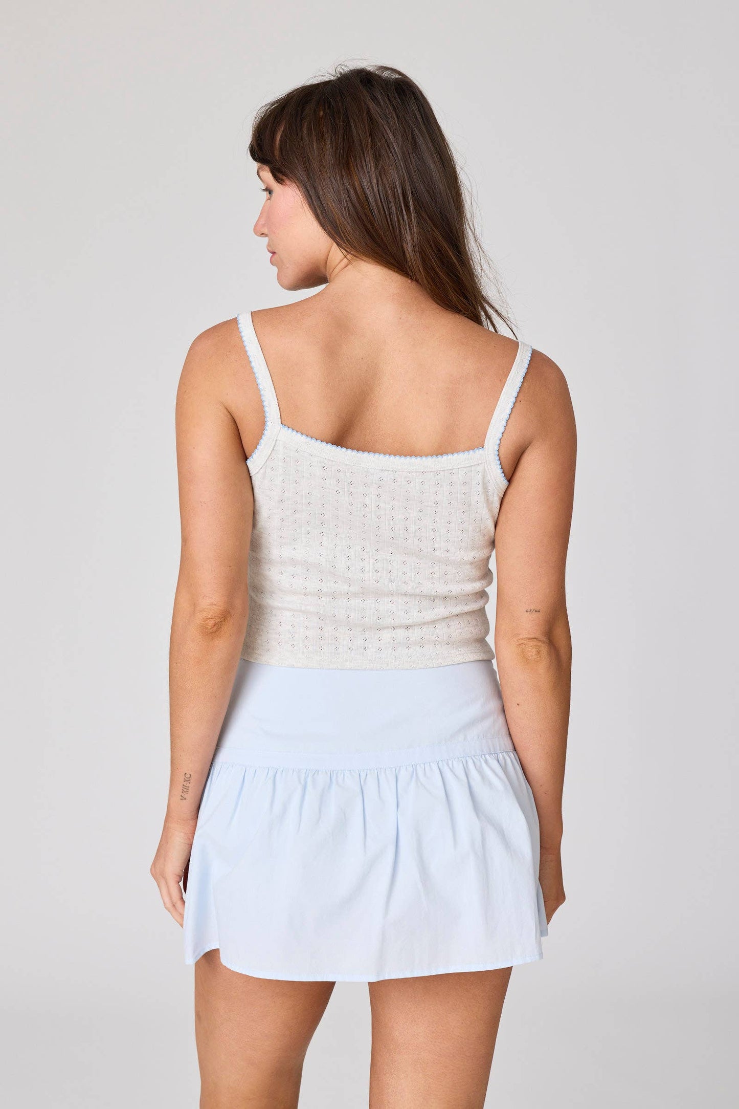 Riley Poplin Skirt w/ Bow Detail: Baby Blue