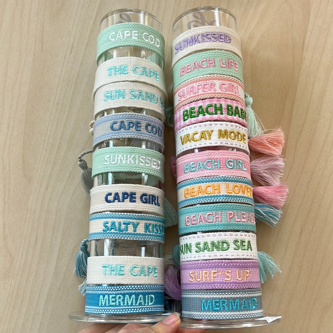 15 Embroidered Beach Bracelets / Beach Bracelet with Tassels