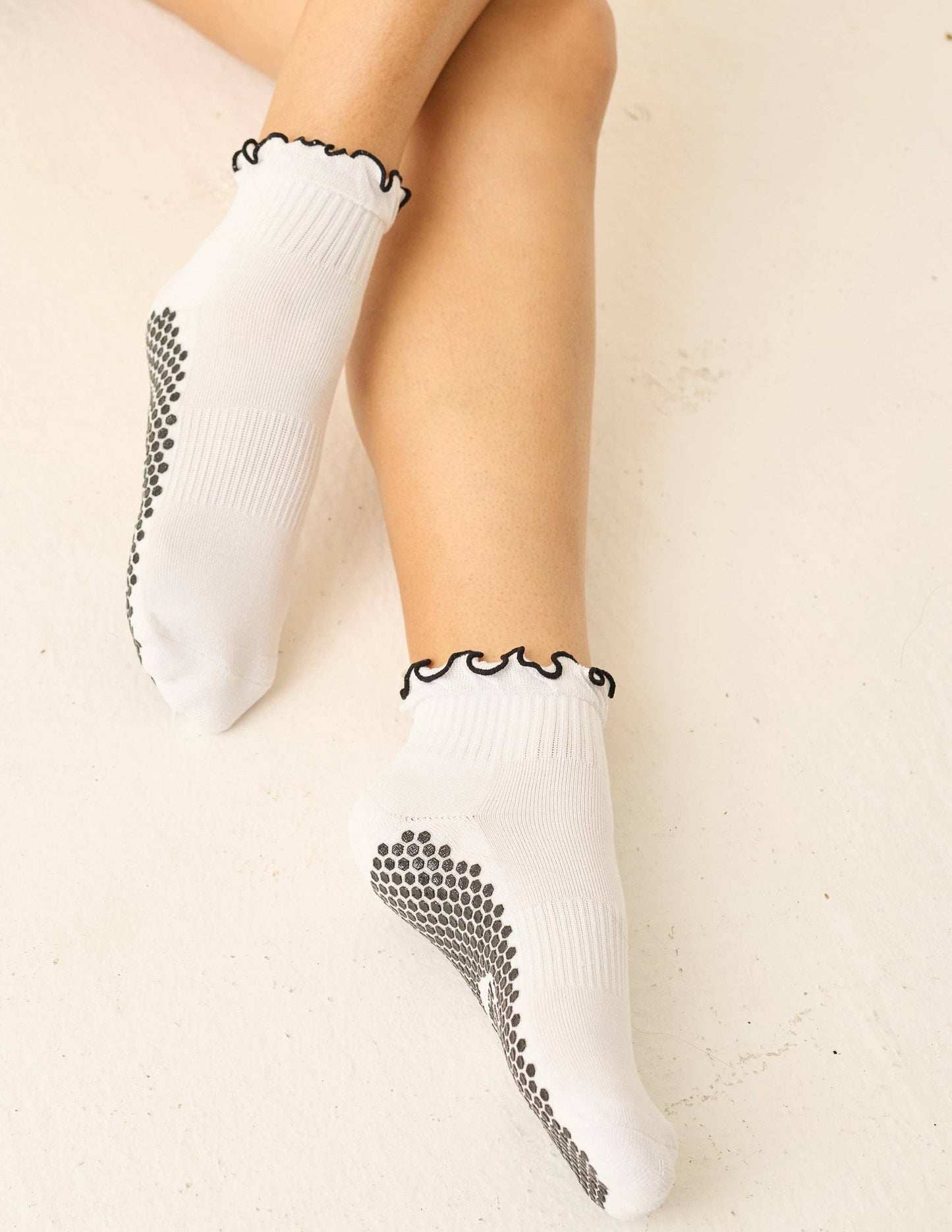 The Ruffle Grip Sock: White