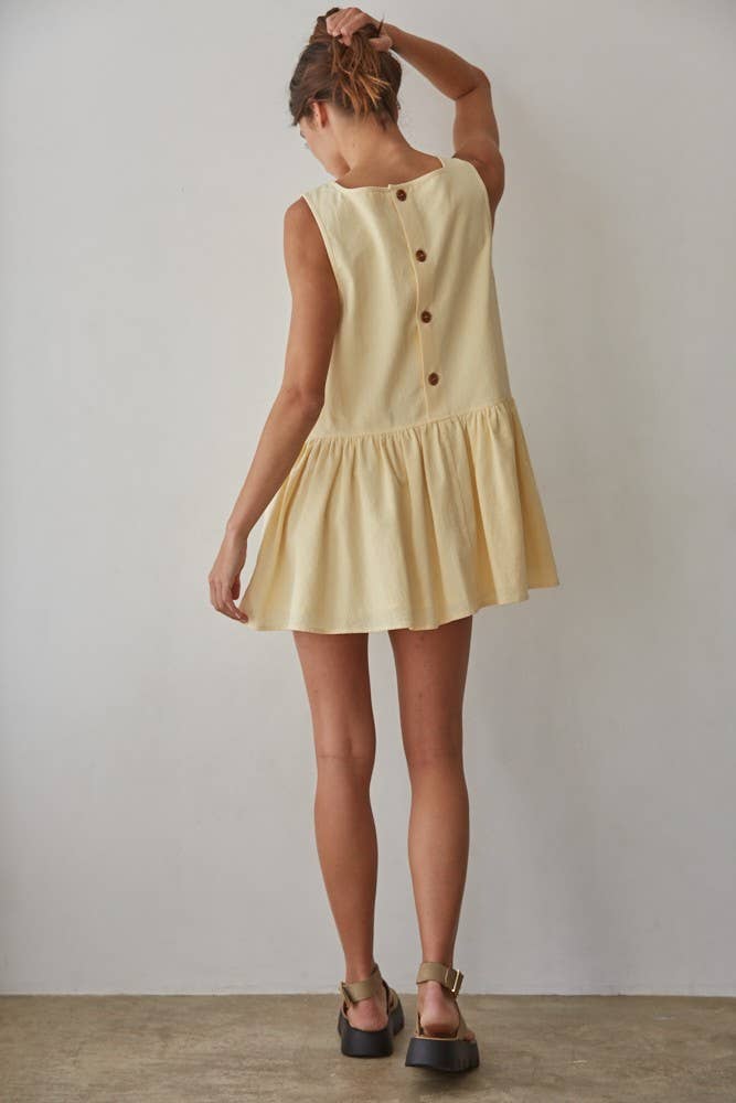 CBK Woven Cotton Square Neck Sleeveless Flare Dress