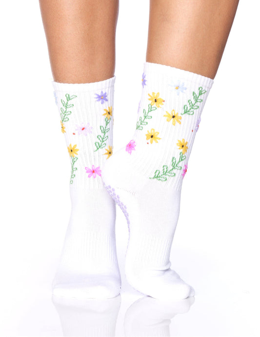 LIMITED EDITION Tall Tube Grip Sock Daisy Multi Color