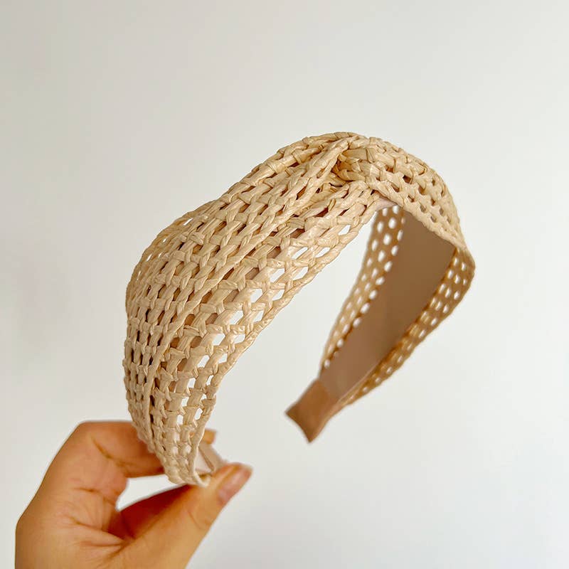 Woven Straw Twist Knot Headband: Assorted