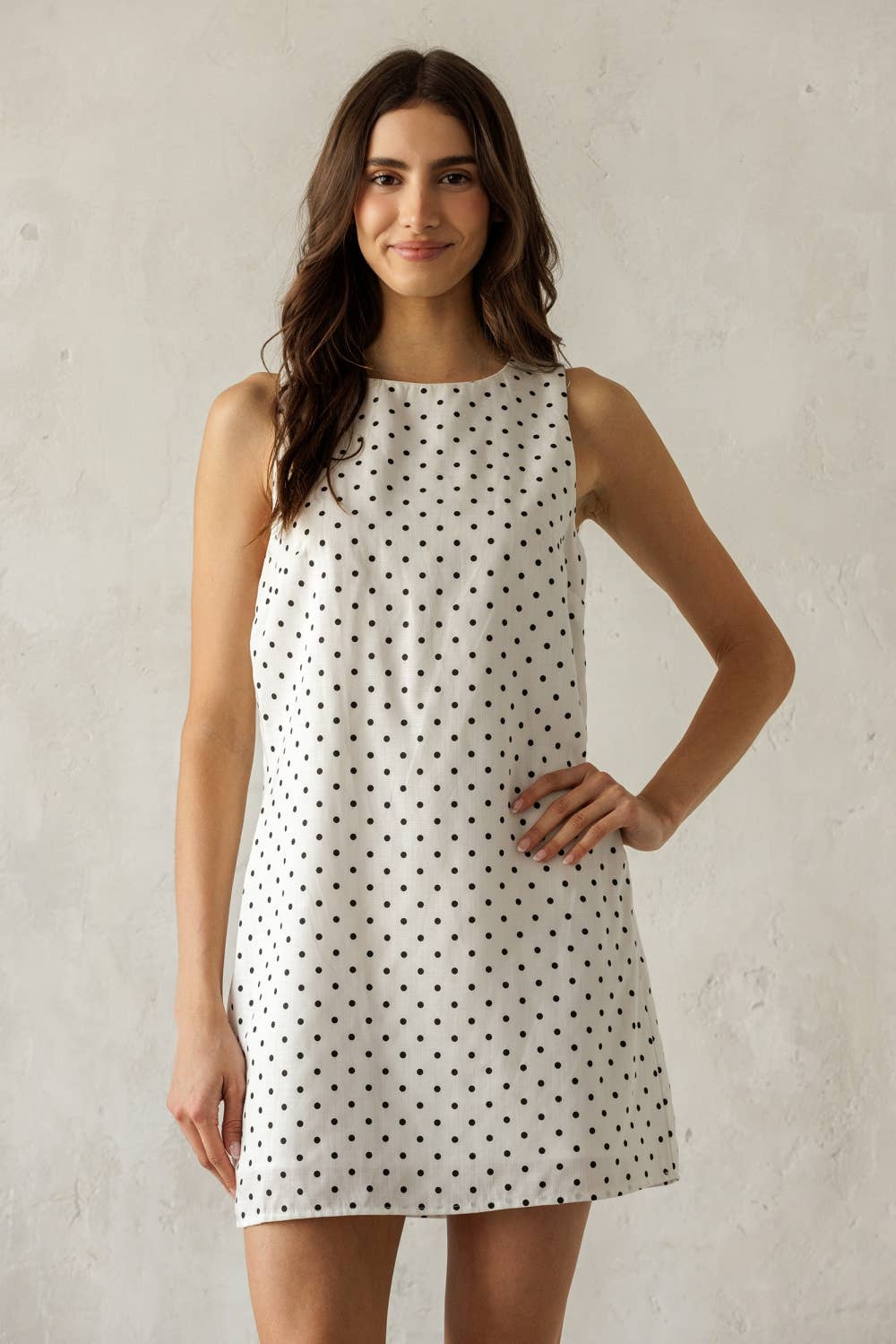 JENNIE POLKA DOT MINI DRESS: WHITE/BLACK