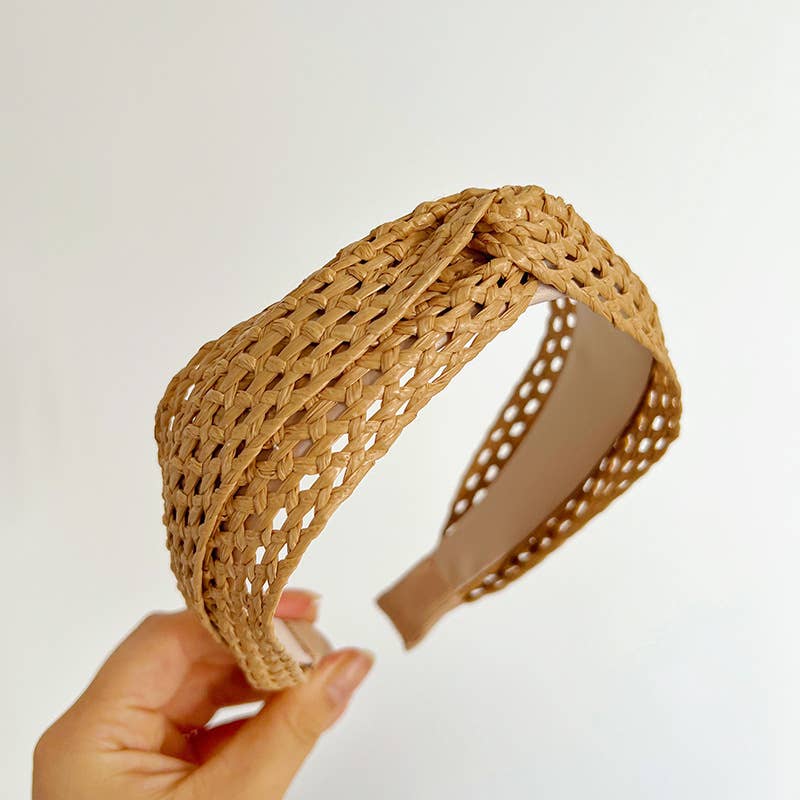 Woven Straw Twist Knot Headband: Assorted