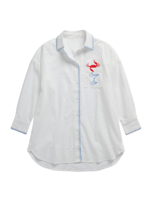 "SNAP & SIP/CATCH OF THE DAY" COVER-UP SHIRT