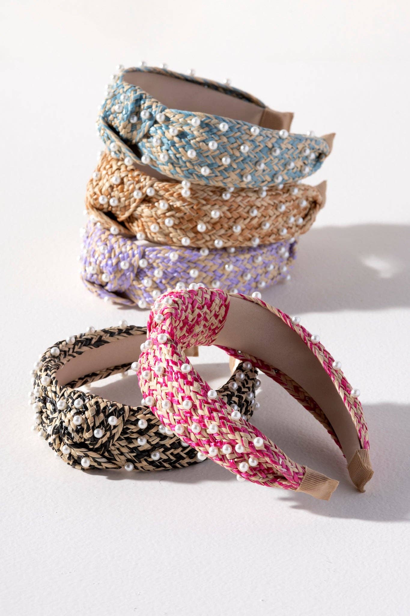 PEARL EMBELLISHED KNOTTED HEADBAND: Turquoise