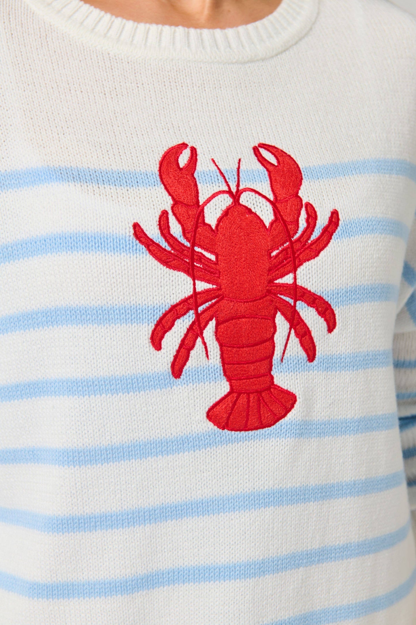 LOBSTER EMBROIDERED NEW ENGLAND SUMMER SWEATER