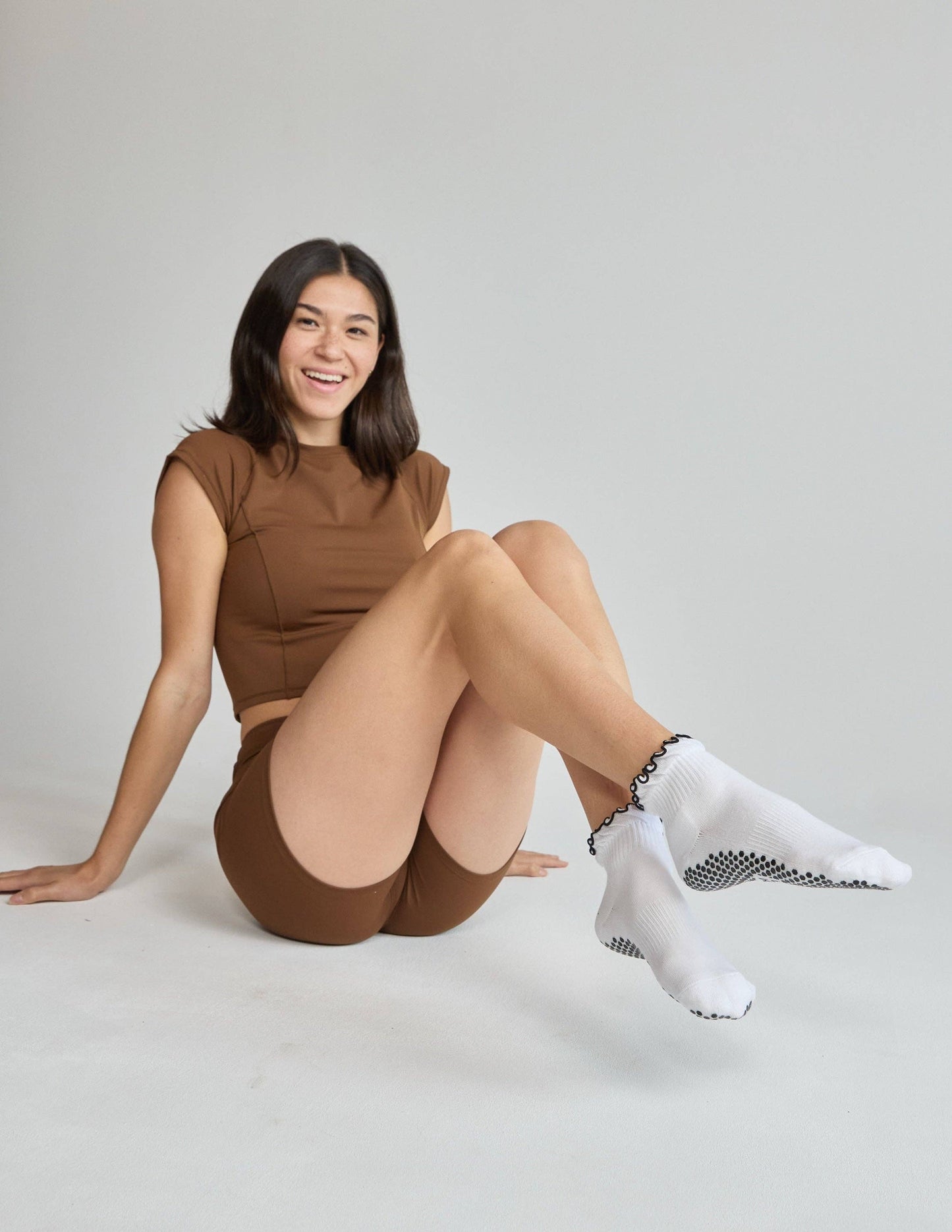 The Ruffle Grip Sock: Lemon