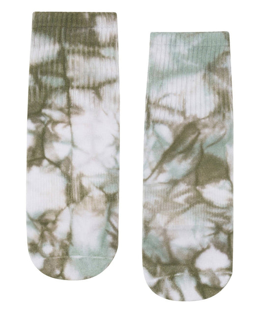 Crew Non Slip Grip Socks - Blue Gum Tie-Dye: Medium