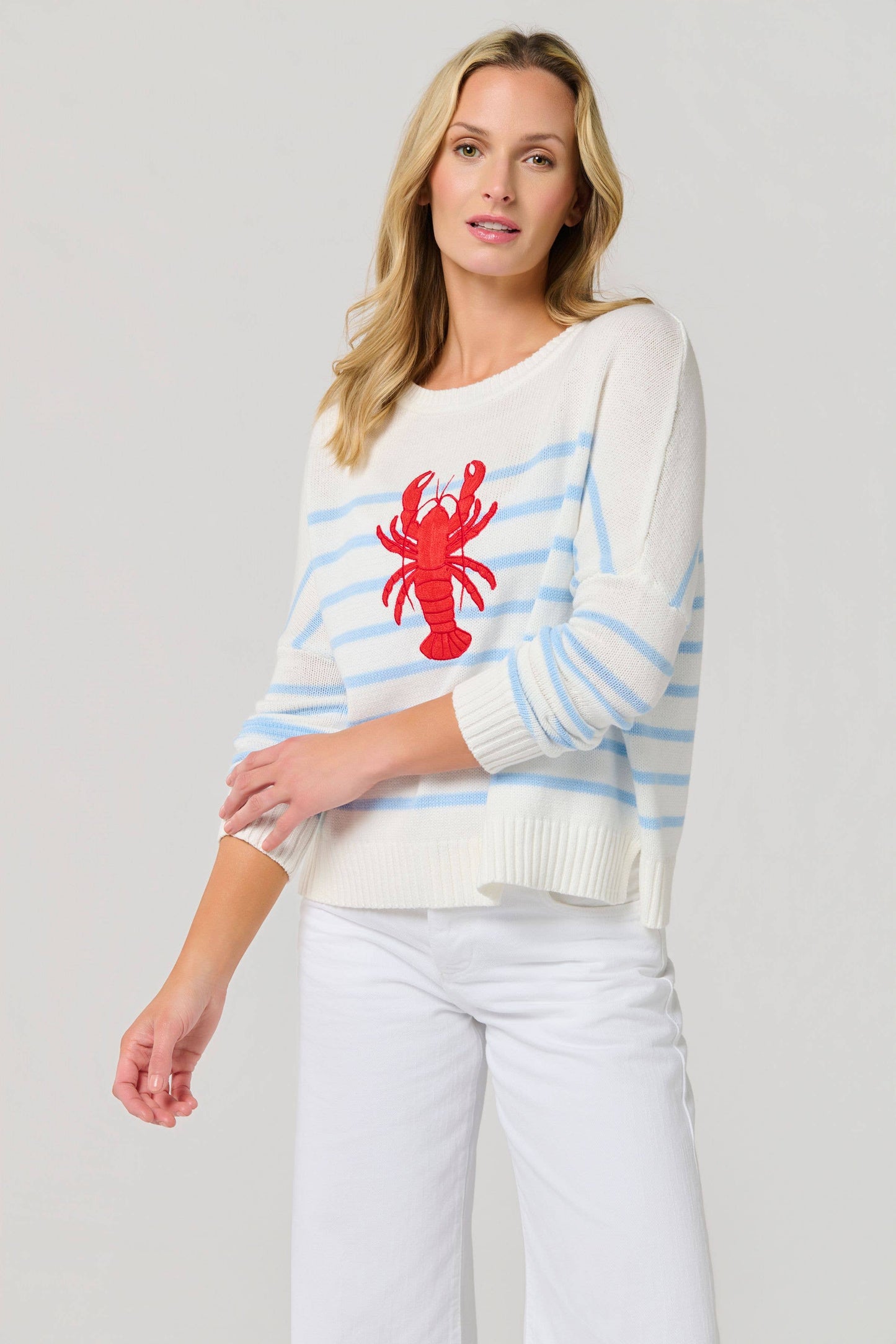LOBSTER EMBROIDERED NEW ENGLAND SUMMER SWEATER