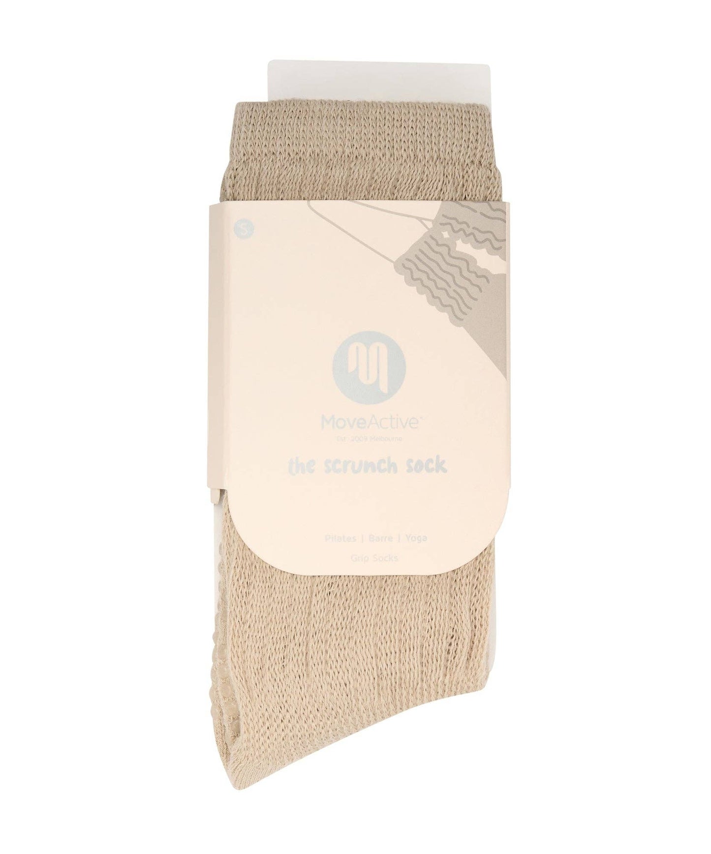 Scrunch Non Slip Grip Socks - Latte: Large