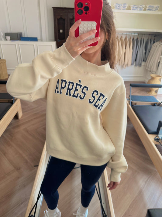 APRÈS SEA MOCK NECK CREWNECK SWEATSHIRT - BUTTER