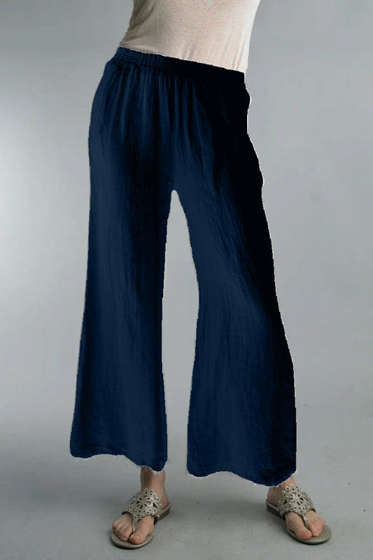 Linen Fringe Pant (Navy)