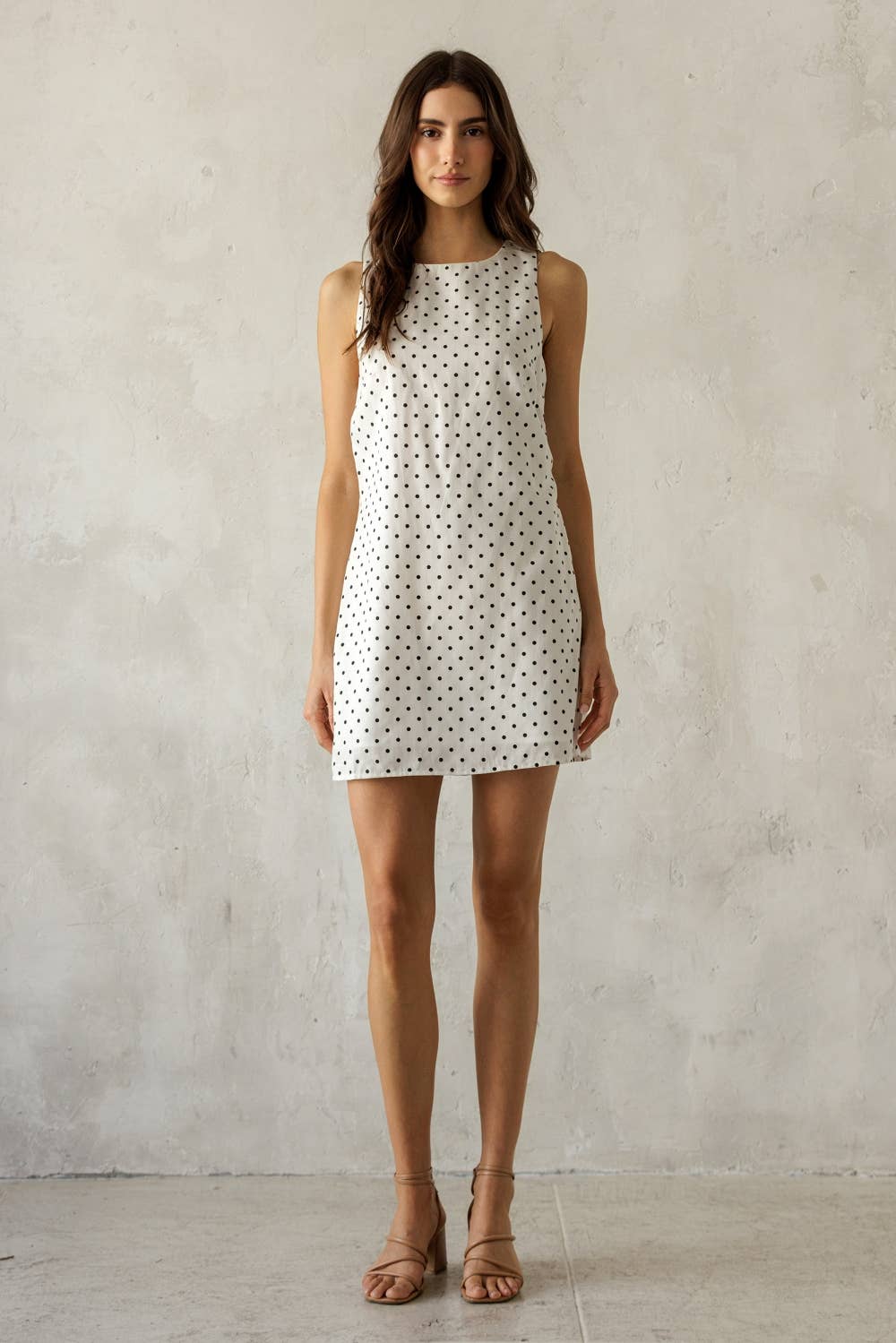 JENNIE POLKA DOT MINI DRESS: WHITE/BLACK