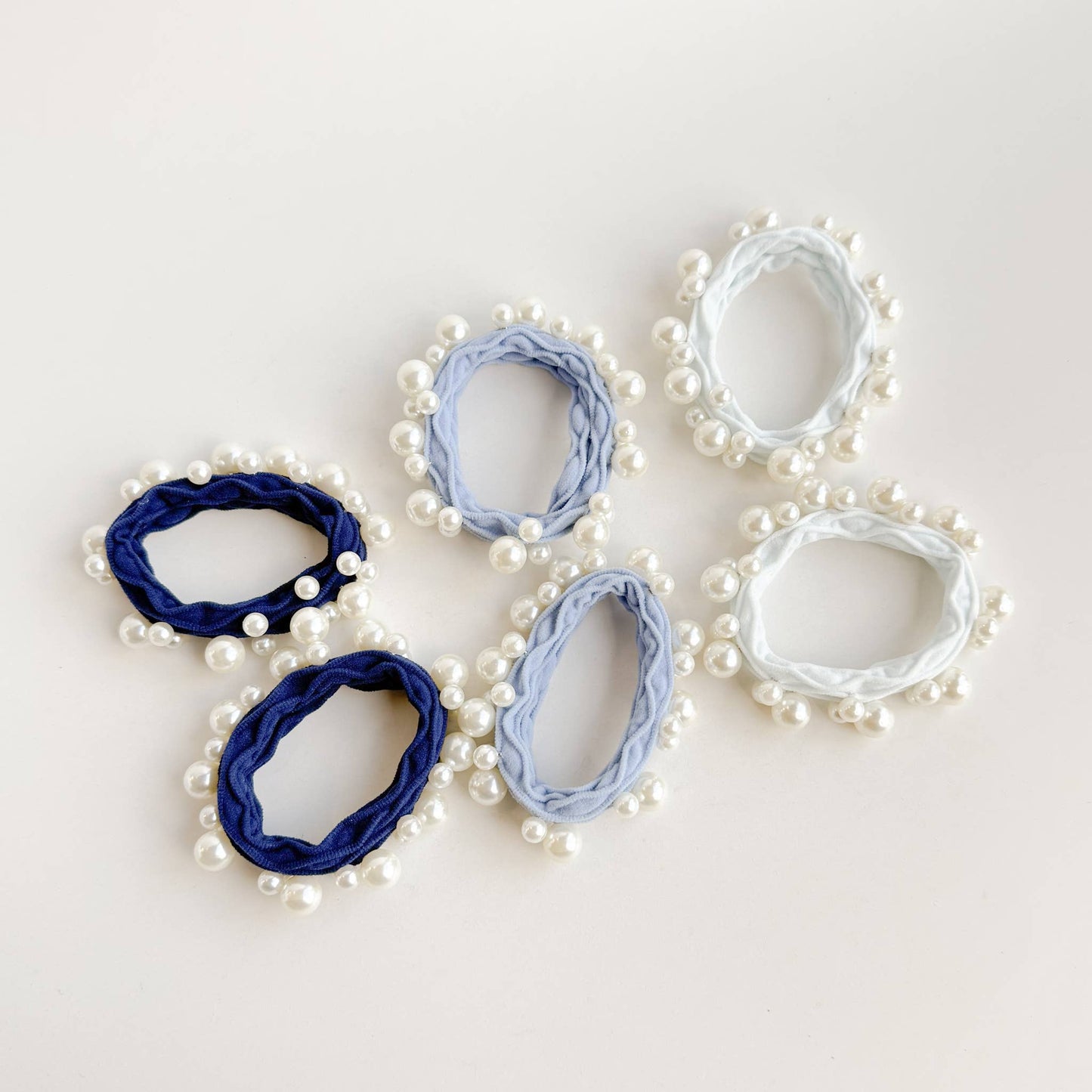 Coastal Textured Seamless Pearl Hair Tie (Set of 6): Assorted