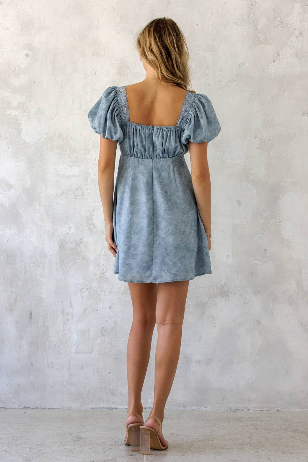 ELOISE FLORAL PUFF SLEEVE MINI DRESS: BLUE FLORAL