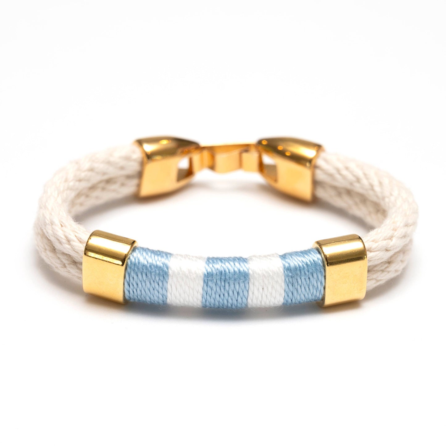 Yarmouth - Ivory/Blue/White/Gold - Nautical Rope Bracelet: S