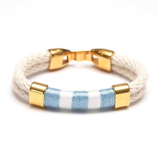 Yarmouth - Ivory/Blue/White/Gold - Nautical Rope Bracelet: M