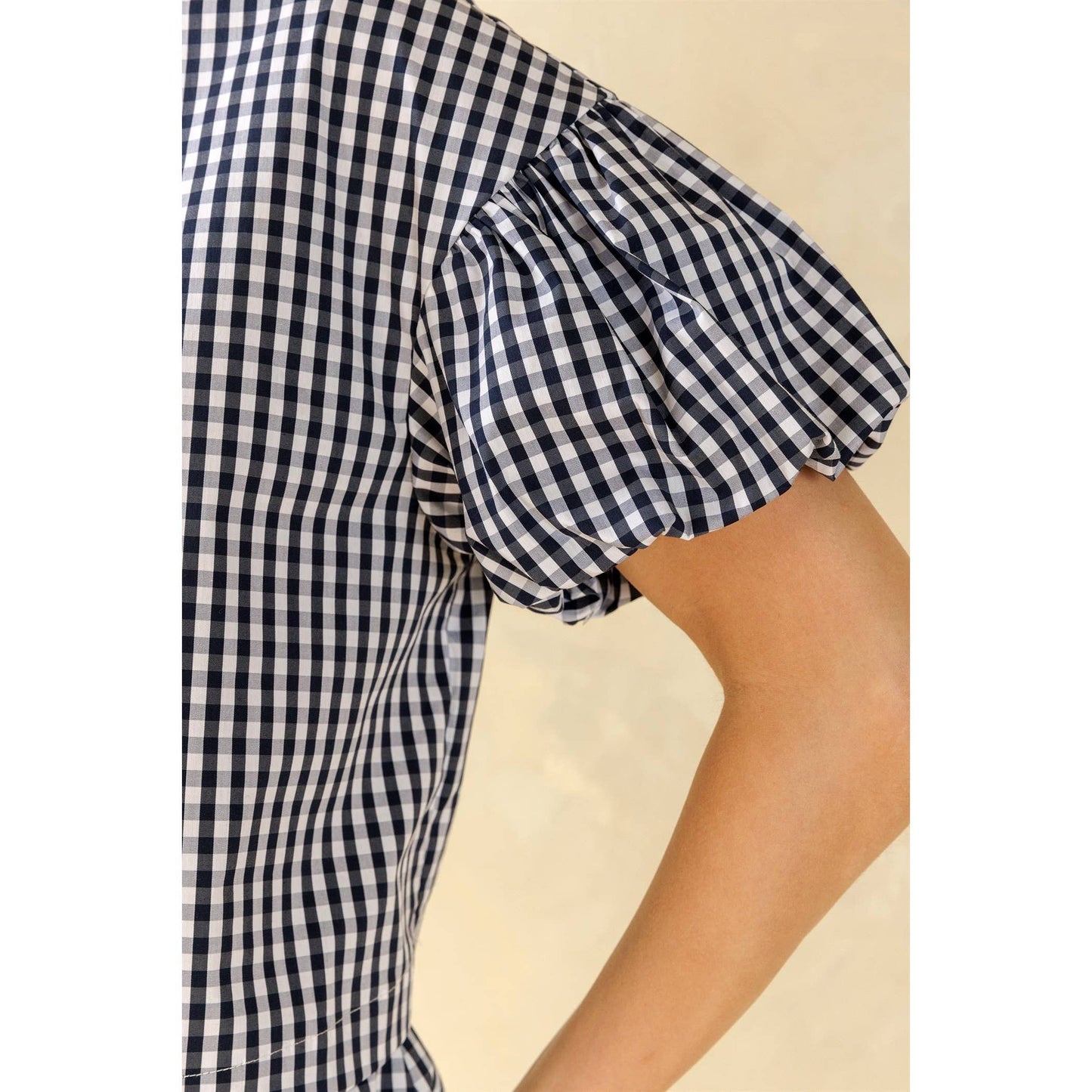 NAVY WHITE GINGHAM TOP: NAVY WHITE