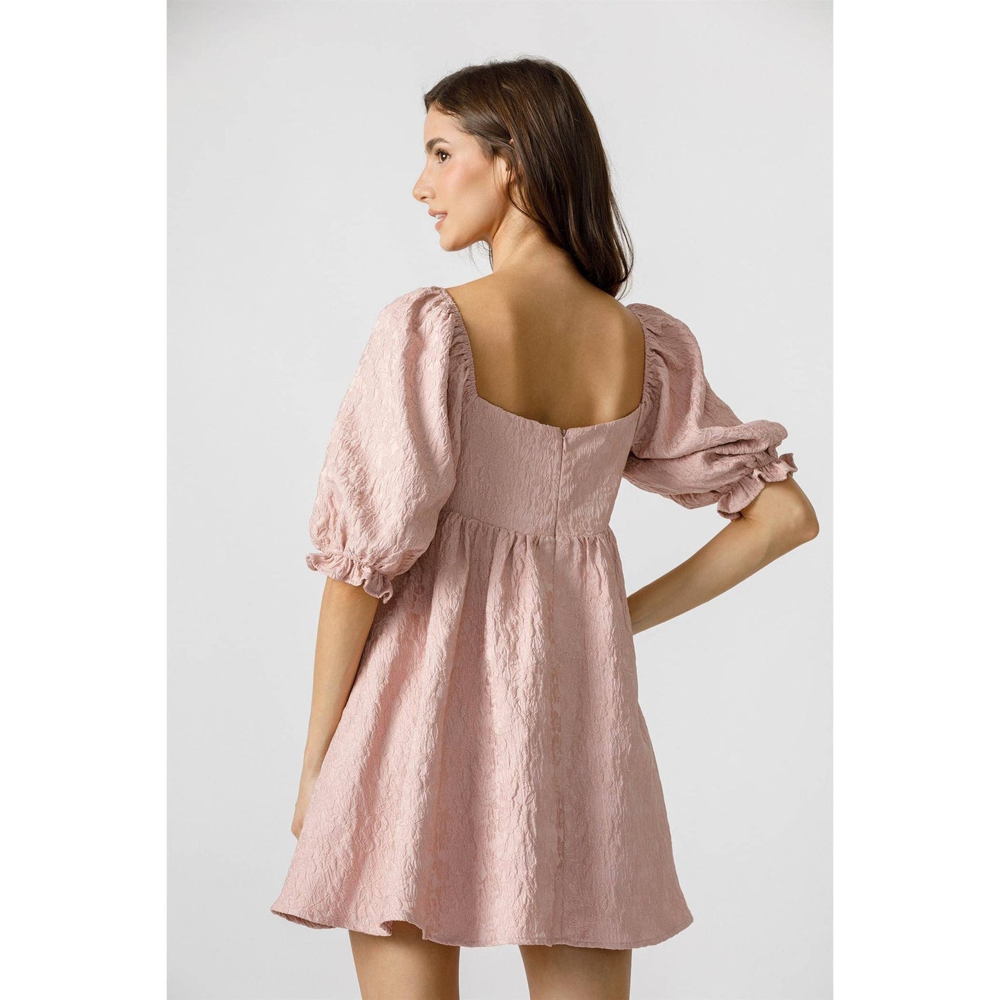 TIE A BOW PINK ROSE BABYDOLL MINI DRESS