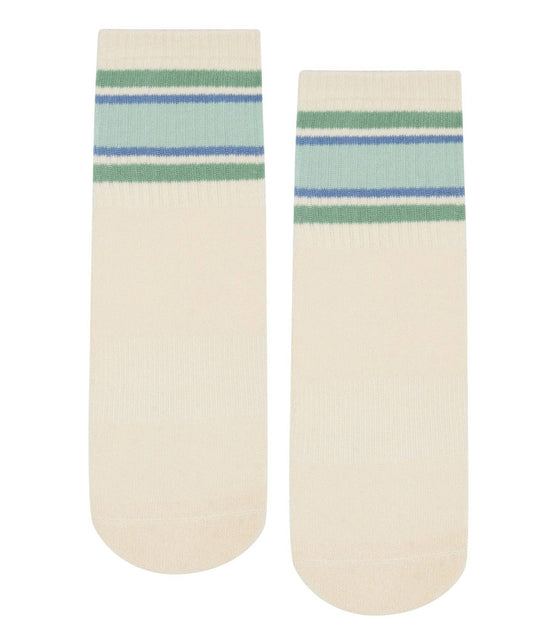 Crew Non Slip Grip Socks - Fleur Stripes: Medium