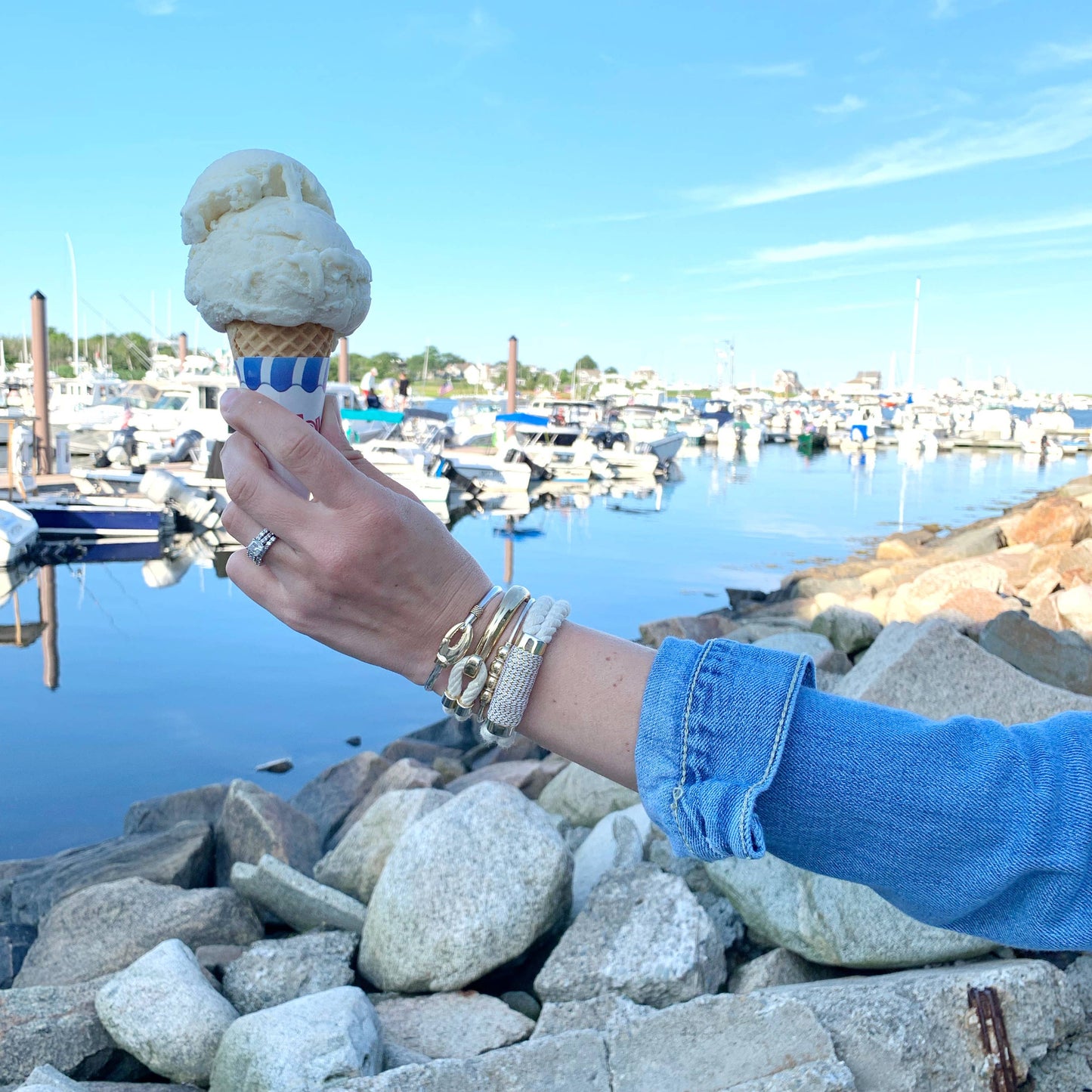 Tremont - Ivory/Metallic Gold - Nautical Rope Bracelet: S