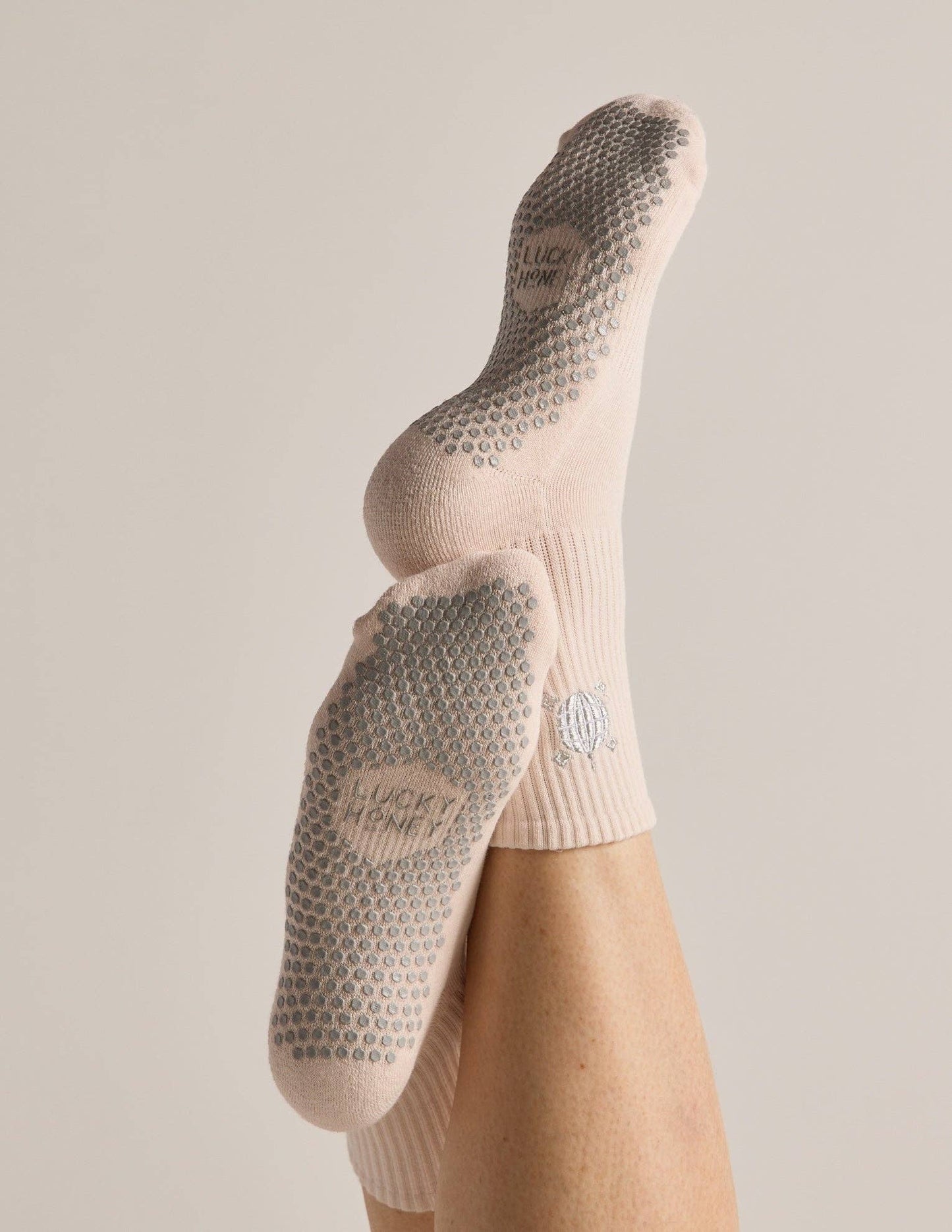 The Embroidered Crew Grip Sock: Disco
