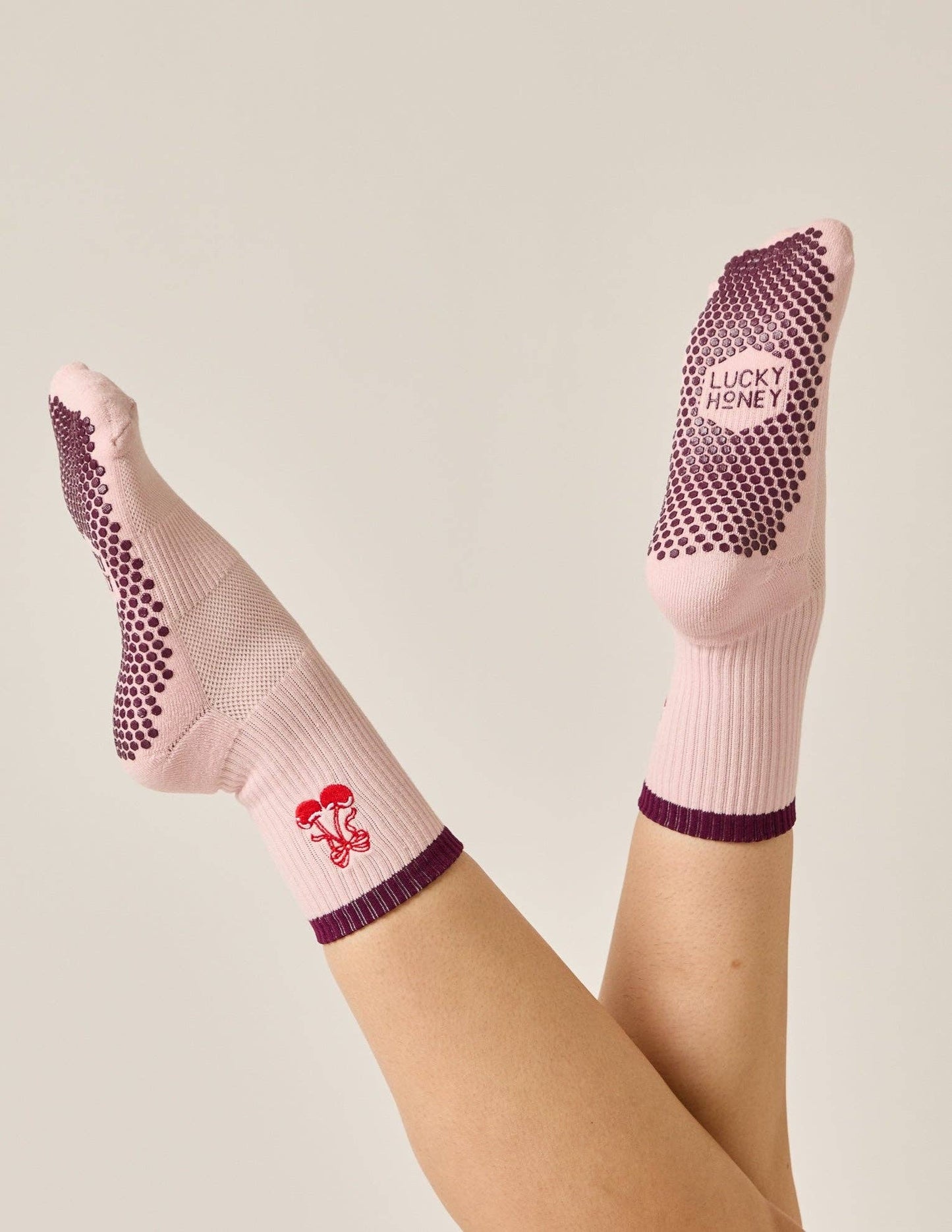 The Embroidered Crew Grip Sock: Disco