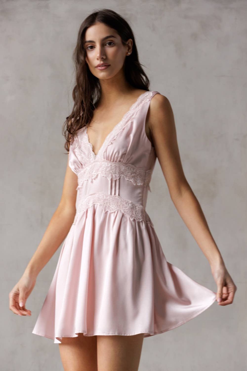 PINK SILK SLIP DRESS