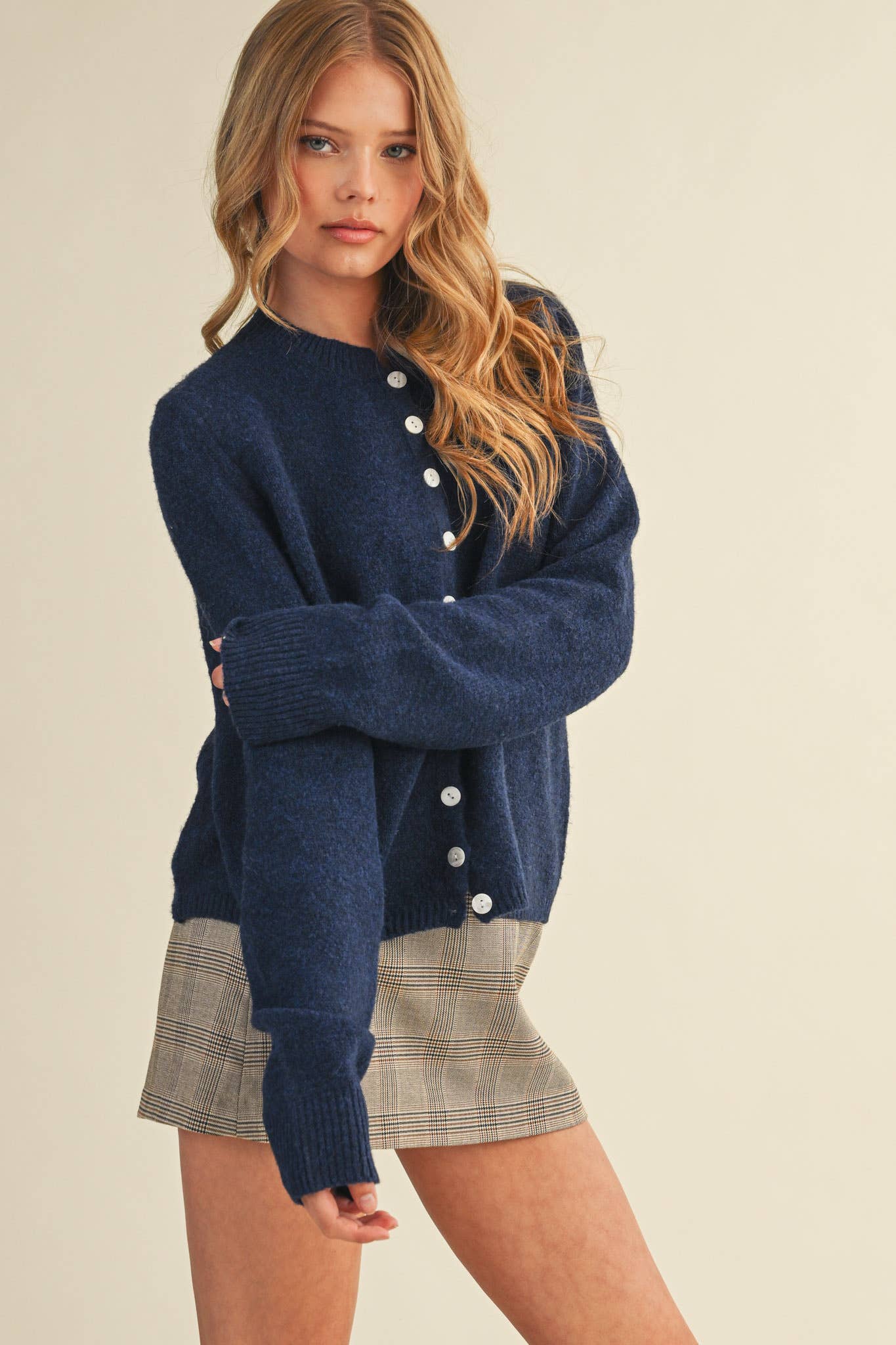 MARLED KNIT SWEATER CARDIGAN - MIDNIGHT BLUE