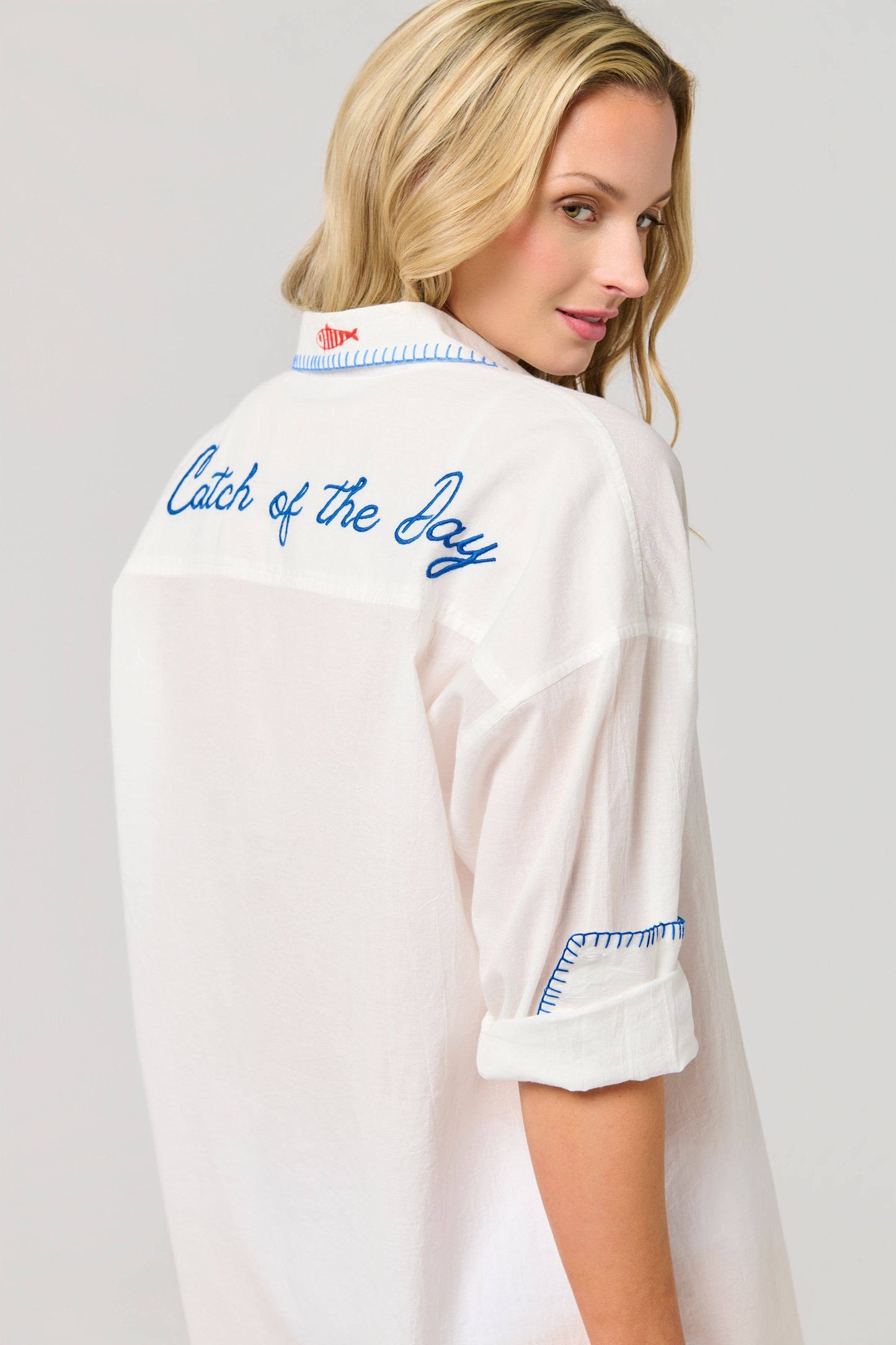 "SNAP & SIP/CATCH OF THE DAY" COVER-UP SHIRT