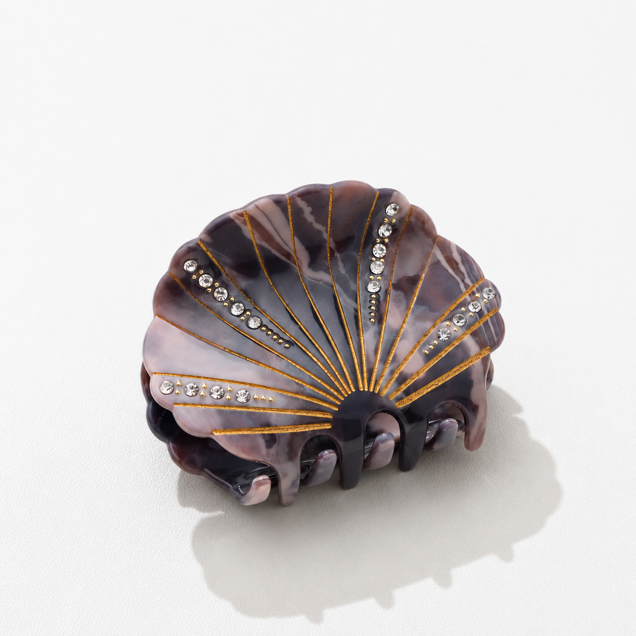 Calacatta Rhinestone Seashell Claw Clip - Medium: Assorted