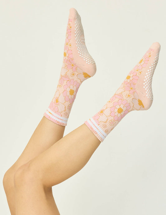 The Floral Grip Sock: Flower Power